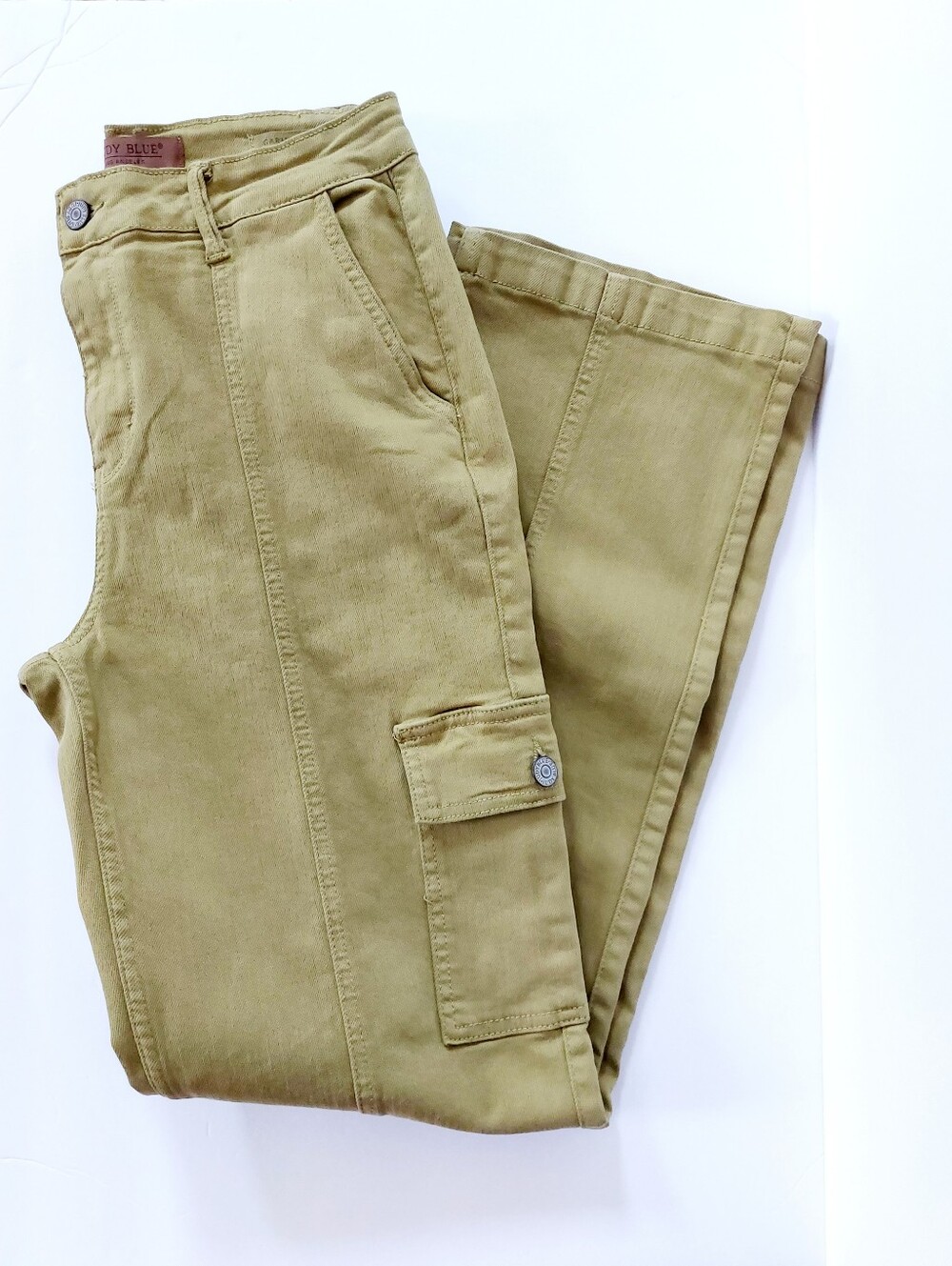 Olive Green‎ Wide Leg Cargo Judy Blue Jeans 7/28 #JB88842C